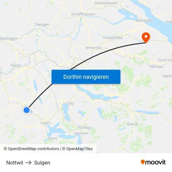 Nottwil to Sulgen map