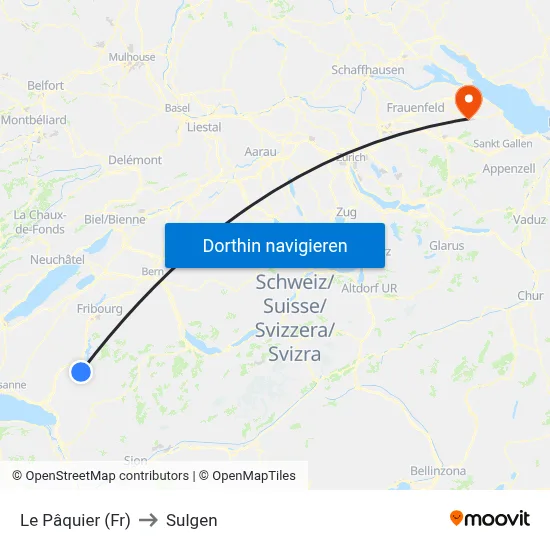 Le Pâquier (Fr) to Sulgen map
