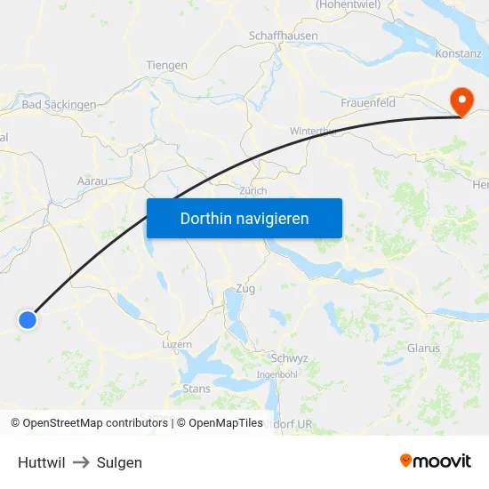 Huttwil to Sulgen map