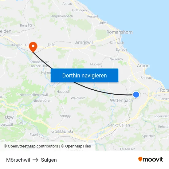 Mörschwil to Sulgen map