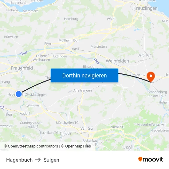 Hagenbuch to Sulgen map
