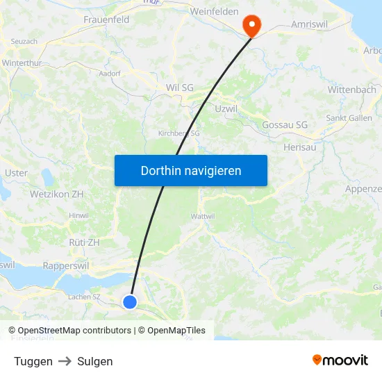 Tuggen to Sulgen map