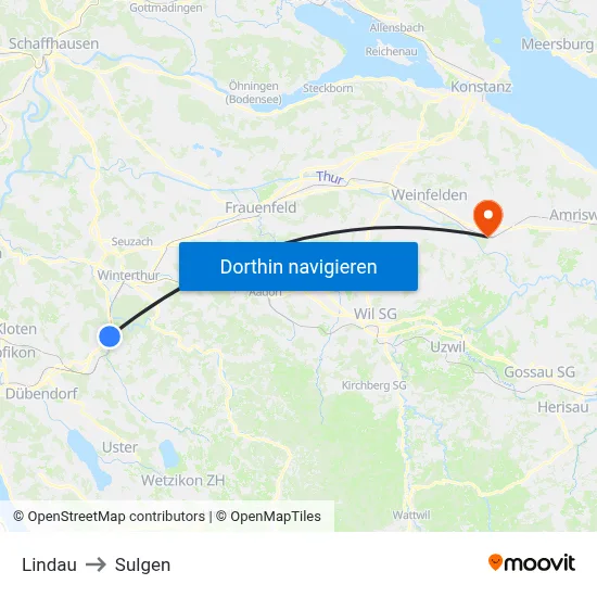 Lindau to Sulgen map