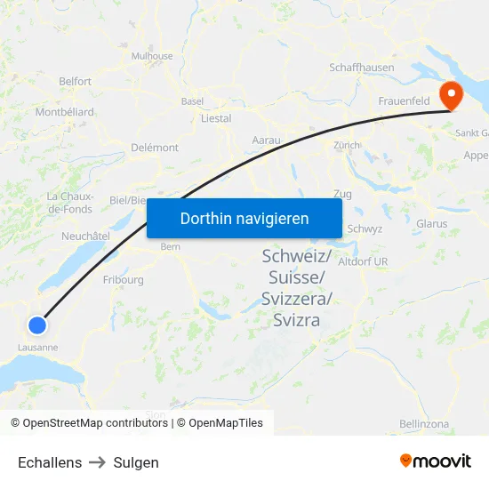 Echallens to Sulgen map
