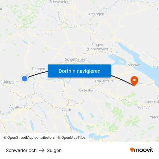 Schwaderloch to Sulgen map