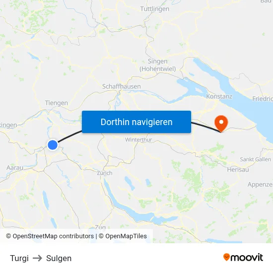 Turgi to Sulgen map