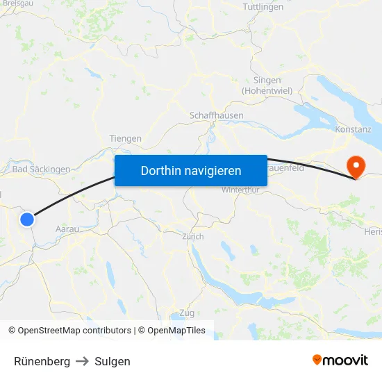 Rünenberg to Sulgen map