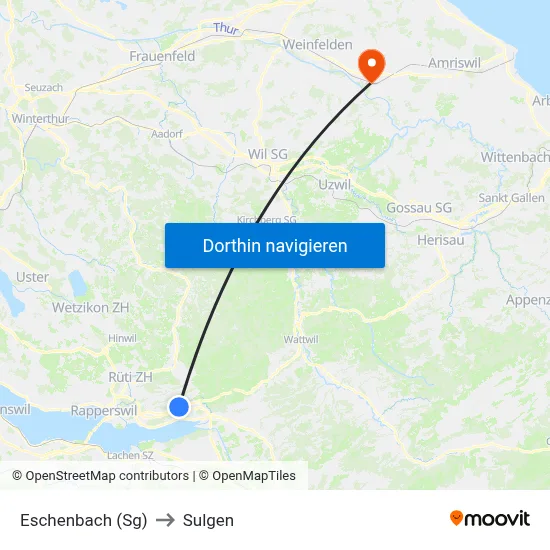 Eschenbach (Sg) to Sulgen map