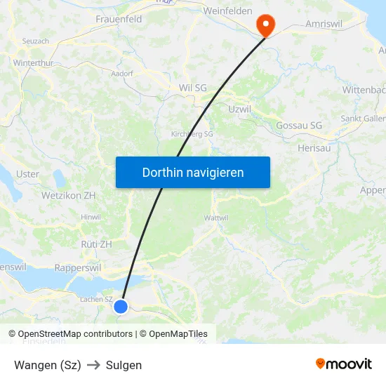 Wangen (Sz) to Sulgen map