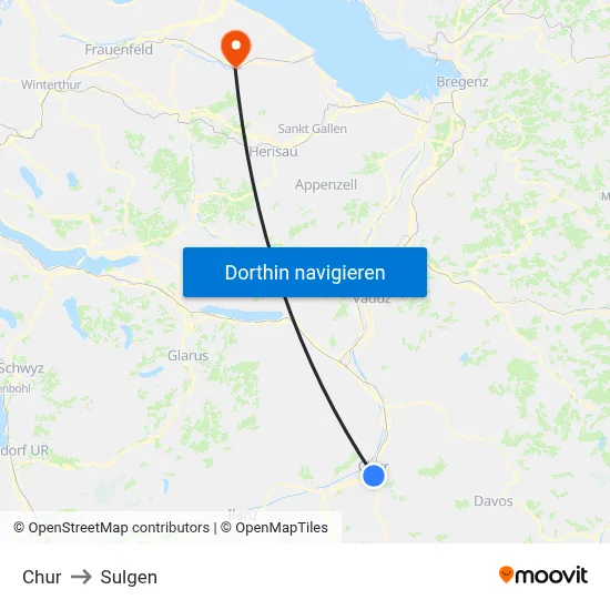 Chur to Sulgen map