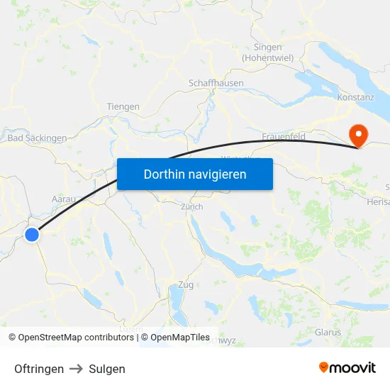 Oftringen to Sulgen map