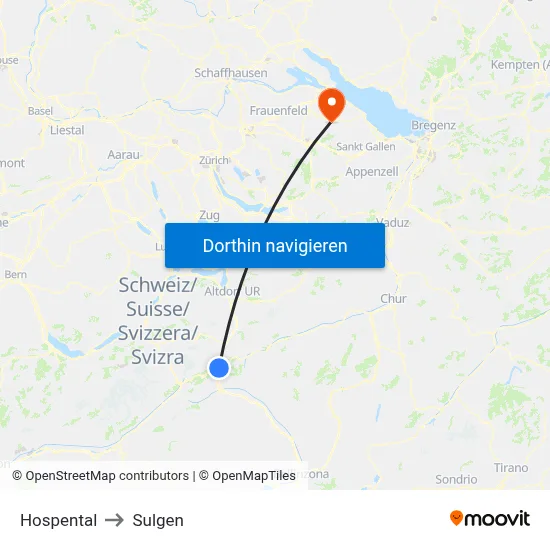 Hospental to Sulgen map