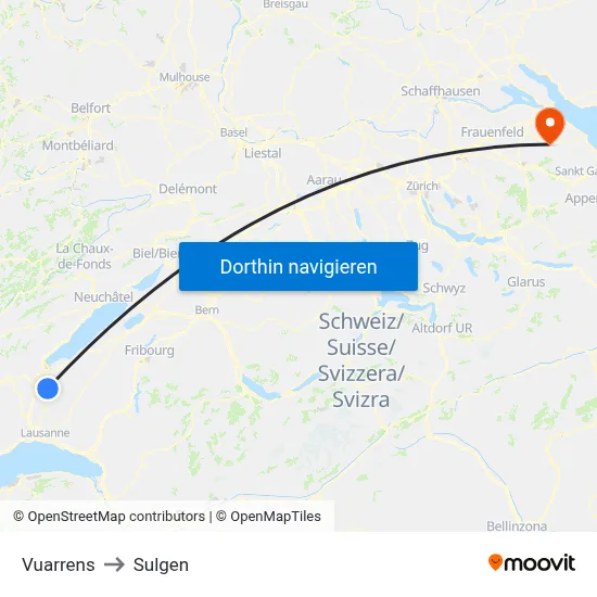 Vuarrens to Sulgen map