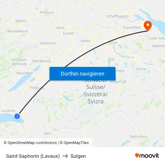 Saint-Saphorin (Lavaux) to Sulgen map