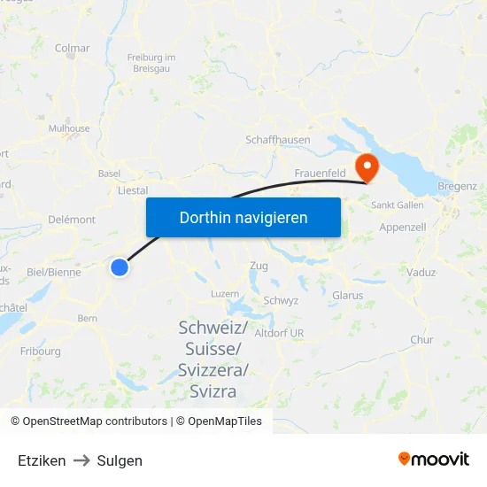 Etziken to Sulgen map
