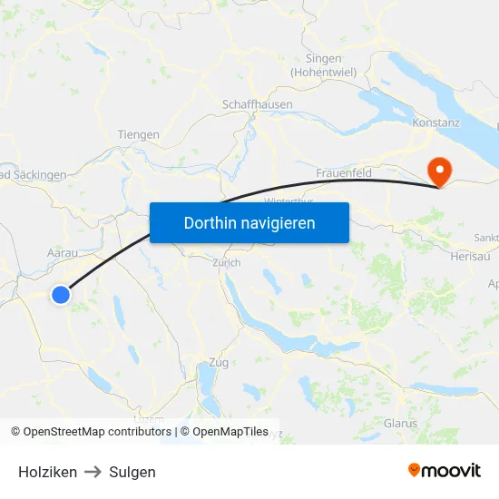 Holziken to Sulgen map