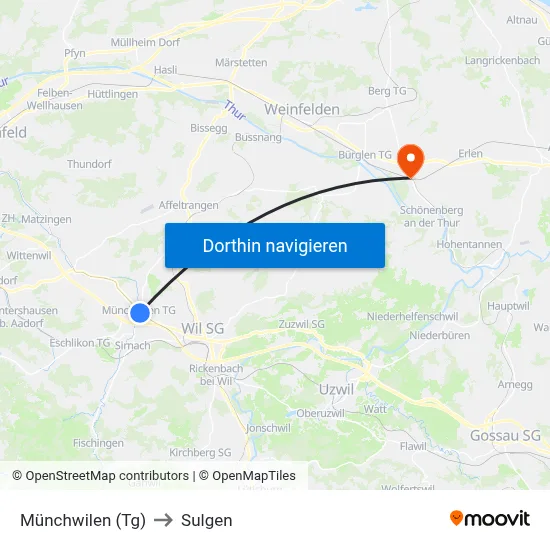 Münchwilen (Tg) to Sulgen map