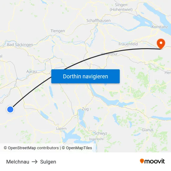 Melchnau to Sulgen map