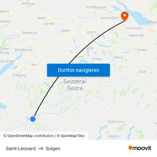Saint-Léonard to Sulgen map