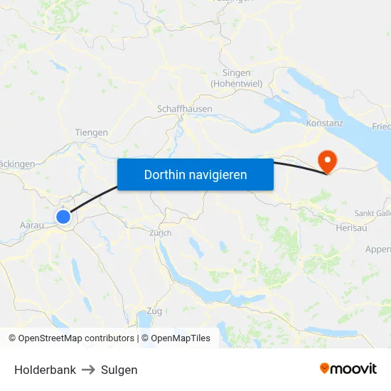 Holderbank to Sulgen map