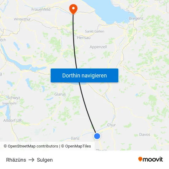 Rhäzüns to Sulgen map