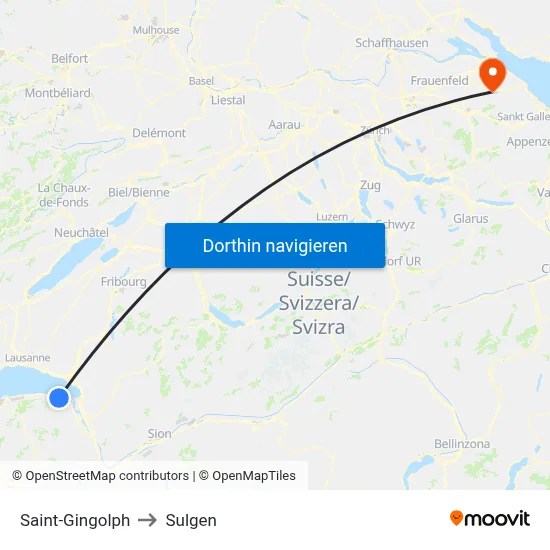 Saint-Gingolph to Sulgen map