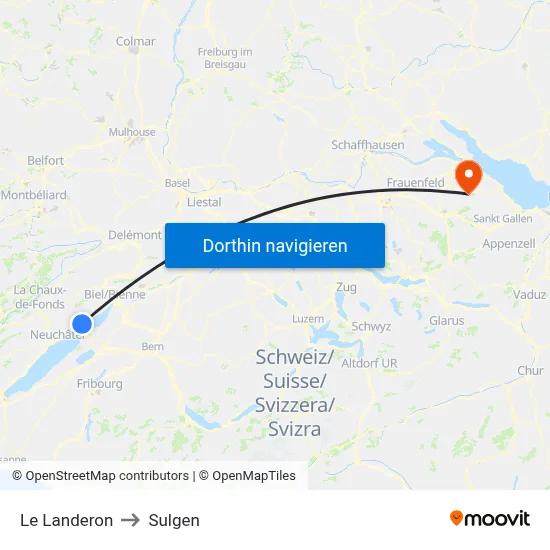 Le Landeron to Sulgen map