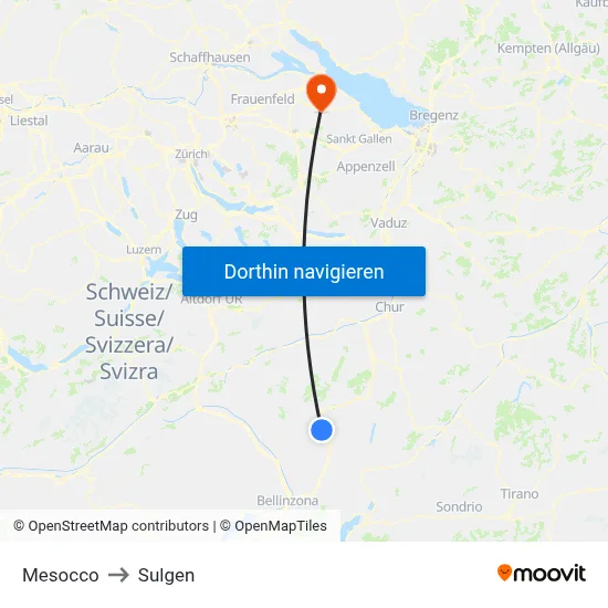 Mesocco to Sulgen map