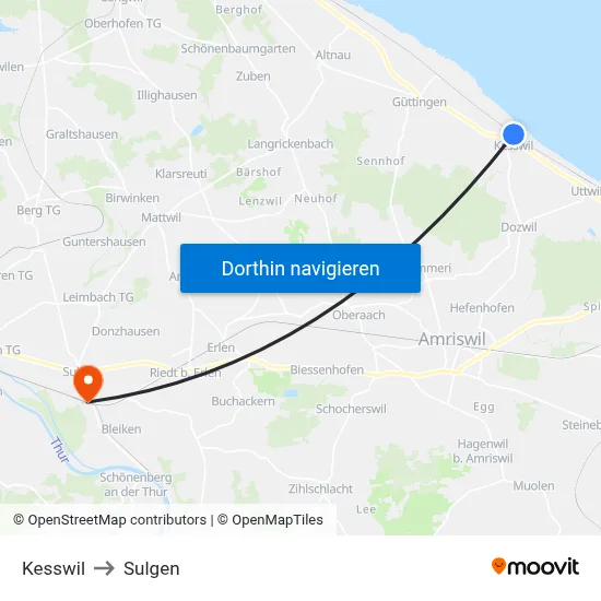 Kesswil to Sulgen map