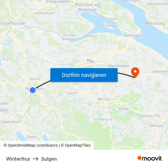Winterthur to Sulgen map