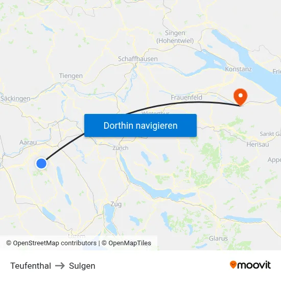 Teufenthal to Sulgen map