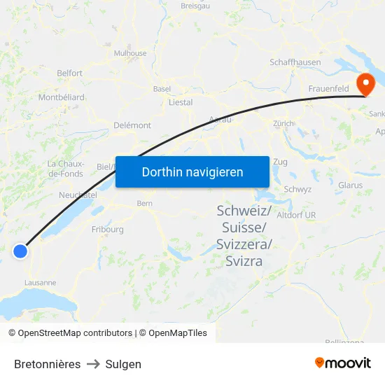 Bretonnières to Sulgen map