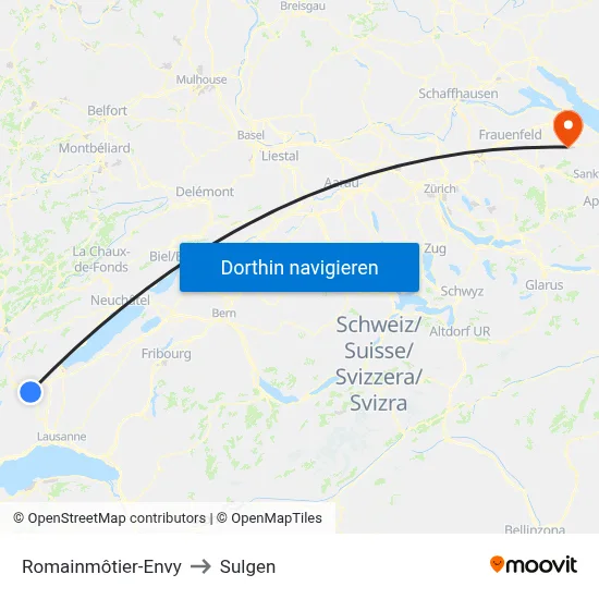 Romainmôtier-Envy to Sulgen map
