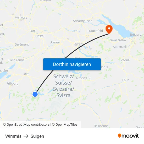 Wimmis to Sulgen map