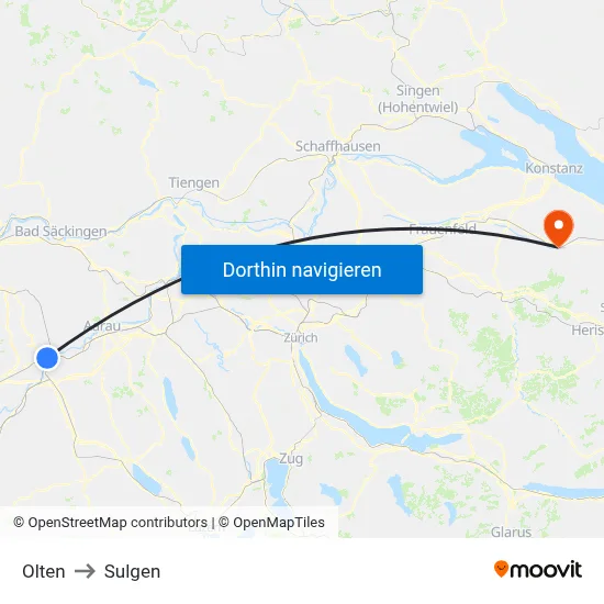 Olten to Sulgen map