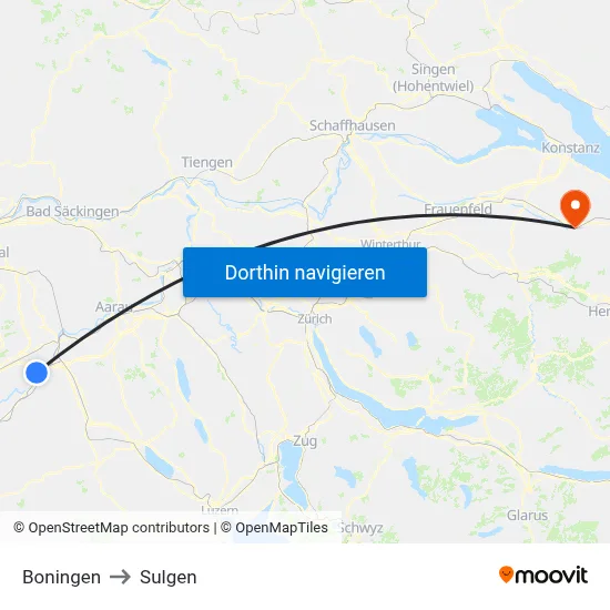 Boningen to Sulgen map