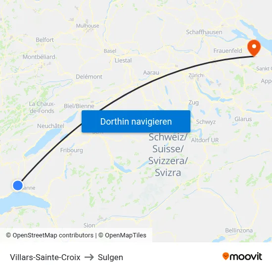 Villars-Sainte-Croix to Sulgen map