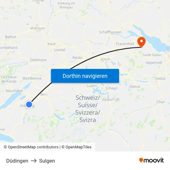 Düdingen to Sulgen map