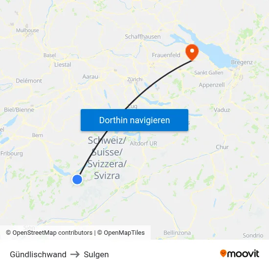 Gündlischwand to Sulgen map