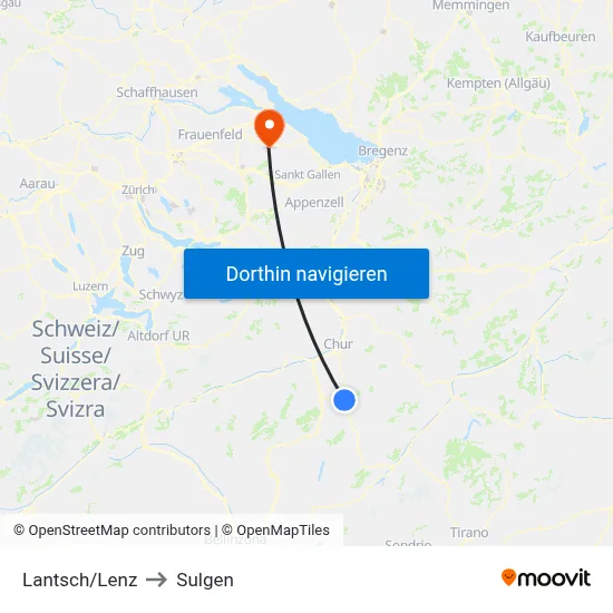 Lantsch/Lenz to Sulgen map
