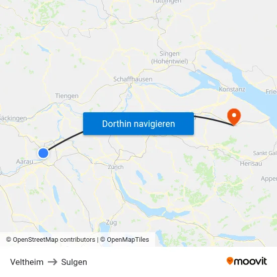 Veltheim to Sulgen map