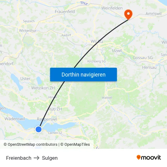 Freienbach to Sulgen map