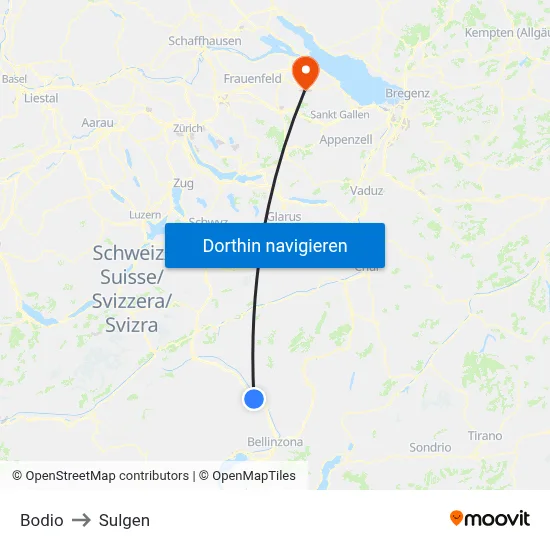 Bodio to Sulgen map