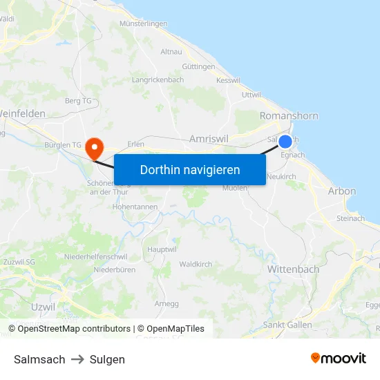 Salmsach to Sulgen map