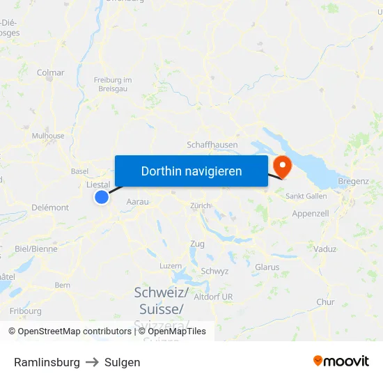 Ramlinsburg to Sulgen map