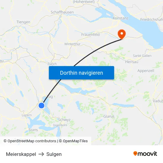 Meierskappel to Sulgen map