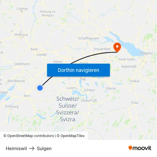 Heimiswil to Sulgen map