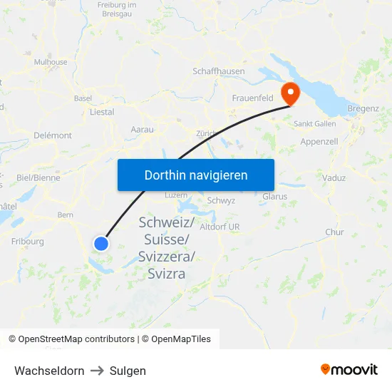 Wachseldorn to Sulgen map
