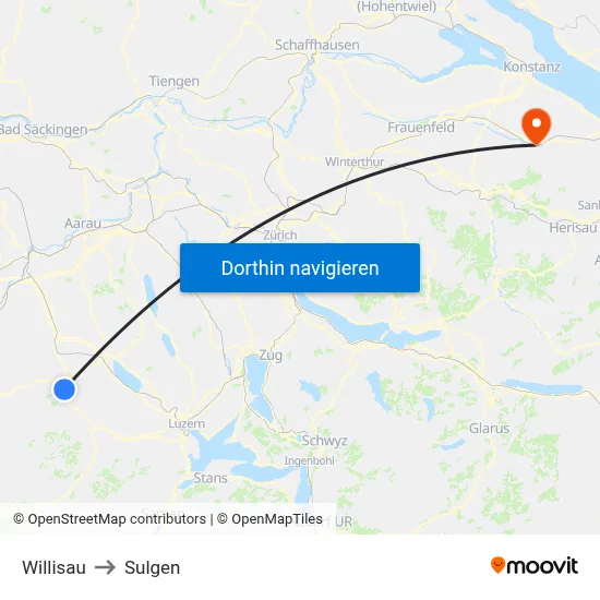 Willisau to Sulgen map