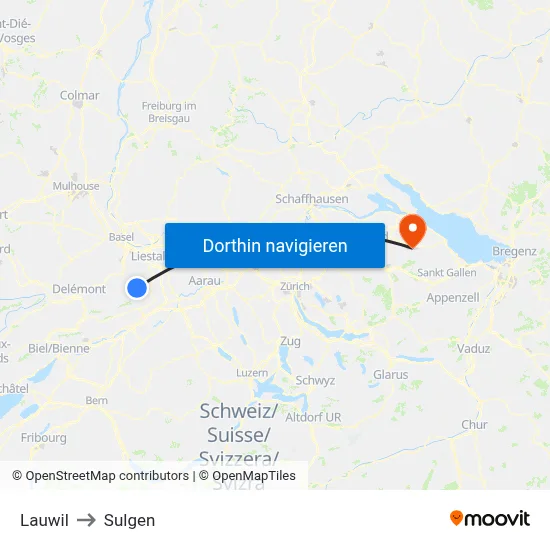 Lauwil to Sulgen map